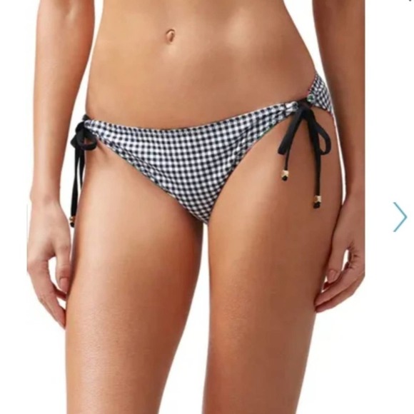 Tommy Bahama Fleur De Flora Reversible Looped String Bikini Bottoms in Black - Picture 2 of 7